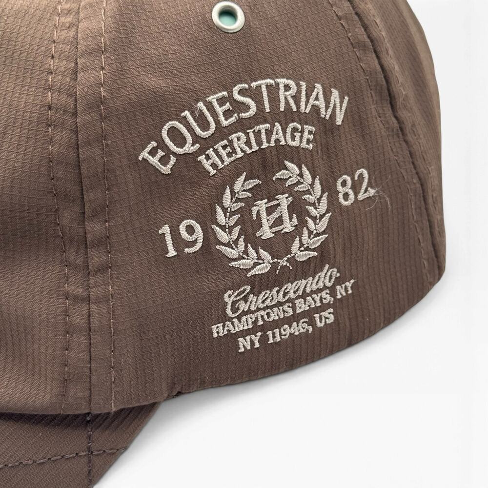 Cresc HZ Crescendo Equestrian Heritage Brown Quilted Strapback Hat Cap - Picture 5 of 12
